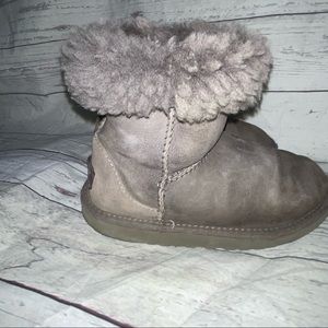 UGG Gray Suede Sherpa Boots Girls 13 AS IS